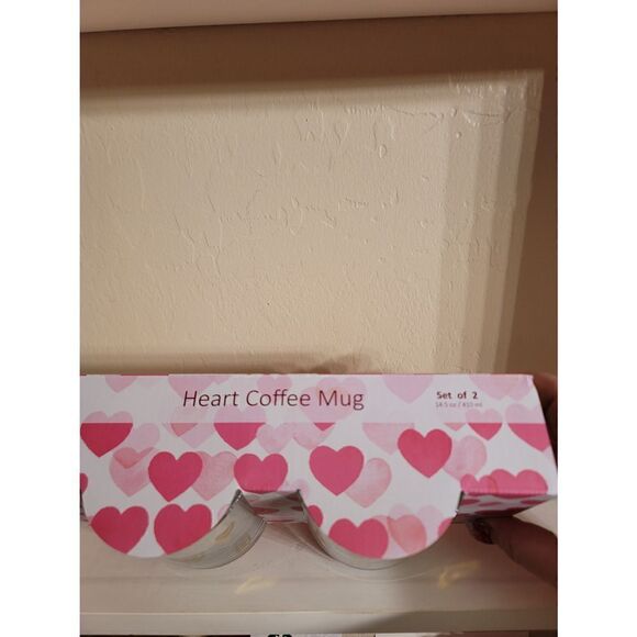 Valentines glass heart handle coffee mug clear with gold hearts set of 2 - Picture 7 of 13